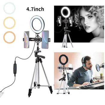 

New Hot Ring Light 4.7 Inch With Tripod Stand Cell Phone Holder USB 3 Modes LED Light wearable devices support dropshipping