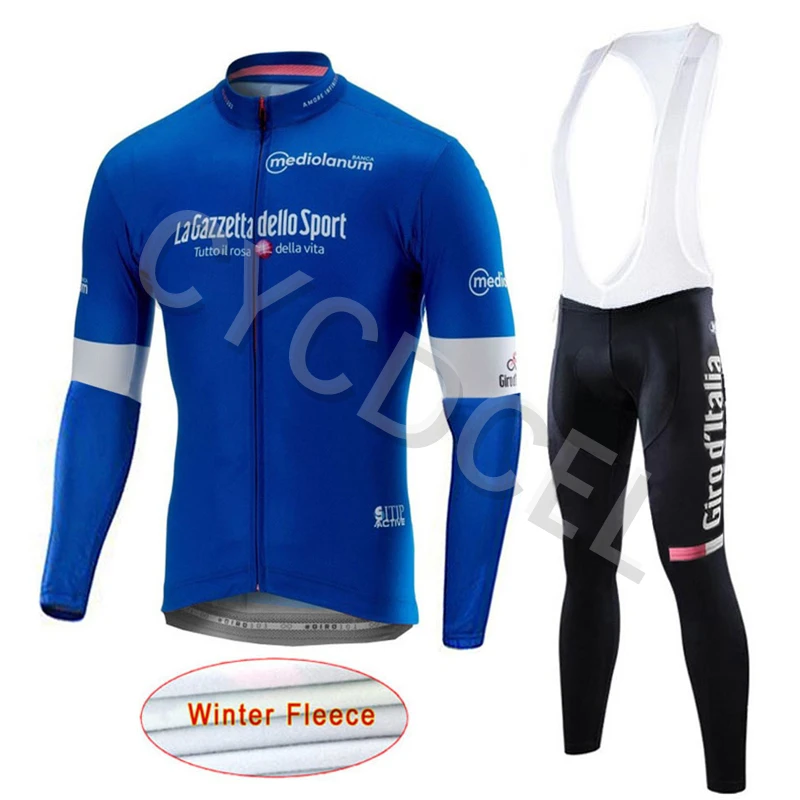 Тур де италия Велоспорт Джерси для мужчин pro team зима тепловой флис с длинным рукавом набор велосипедная Одежда Майо Ropa Ciclismo