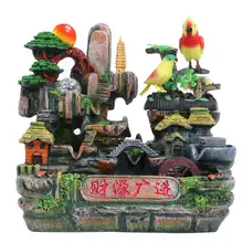 Rockery фонтан фэн-шуй Decoracion моделирование Rockery водопад фонтан бонсай для рабочего стола орнамент красочный светильник