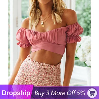 

Sexy Slash Neck Corset Crop Top Women Fashion Ruffles Zipper Summer Tank Top 2020 Beachwear Casual Backless Women Tops#J30