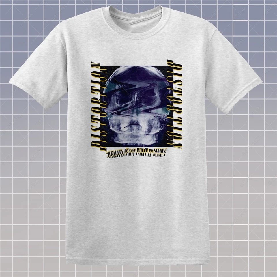 

Distortion T-Shirt X-Ray Skull Hipster Tee Reality Broken Tumblr Gosha Style Top Short-Sleeved Tee Shirt