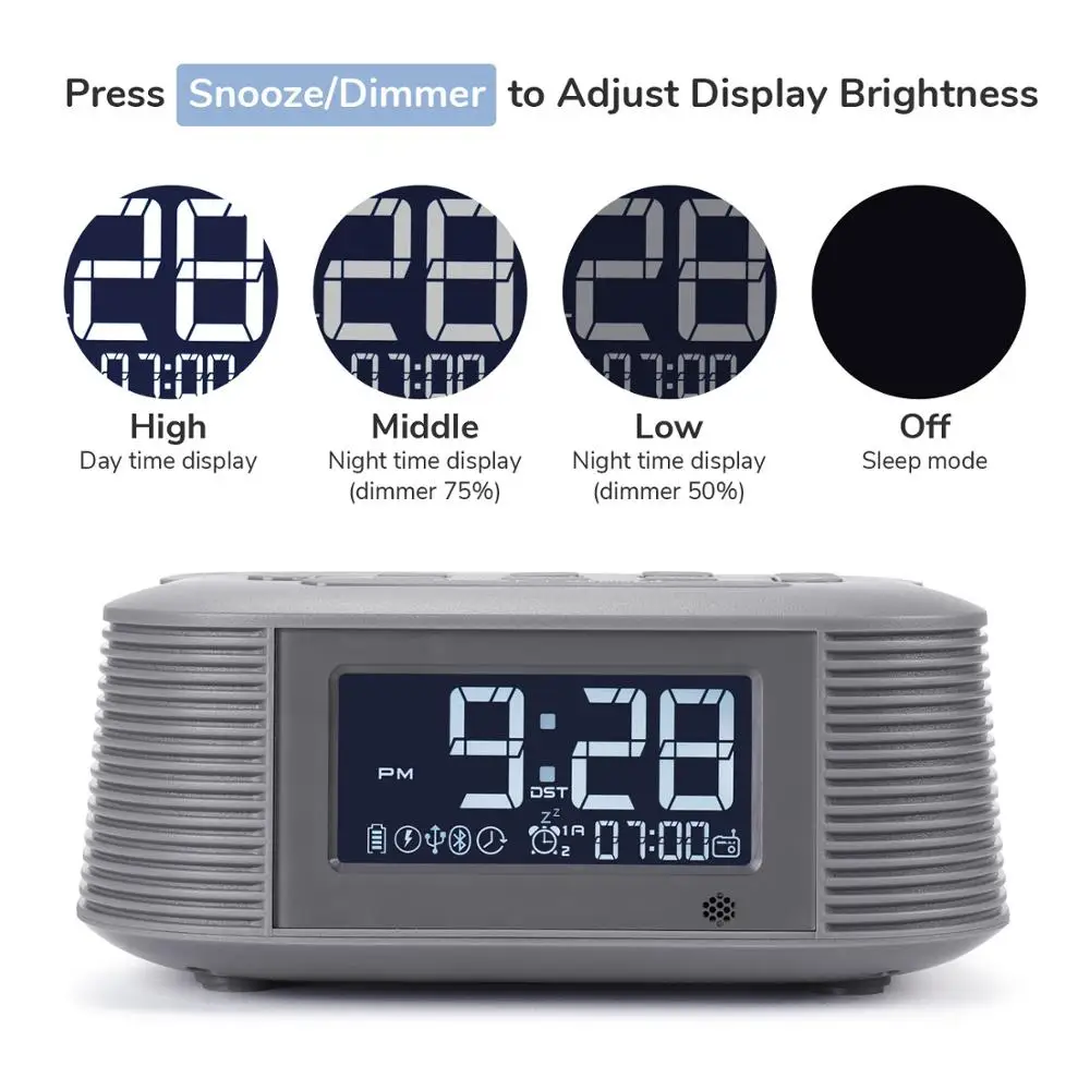 InstaBox Dawnlight D10 беспроводной зарядный Будильник 10 Вт FM радио с двойным Bluetooth