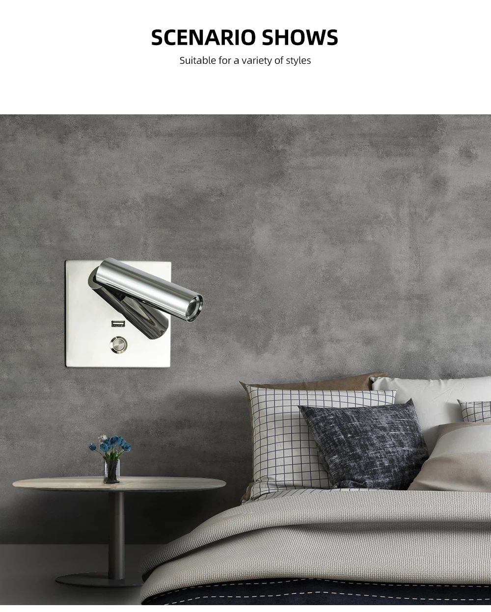 ZEROUNO Светодиодный лампа для чтения в постели Спальня изголовье ночные лампы через 5 V 2.1A USB выход Зарядное устройство Порты и разъёмы