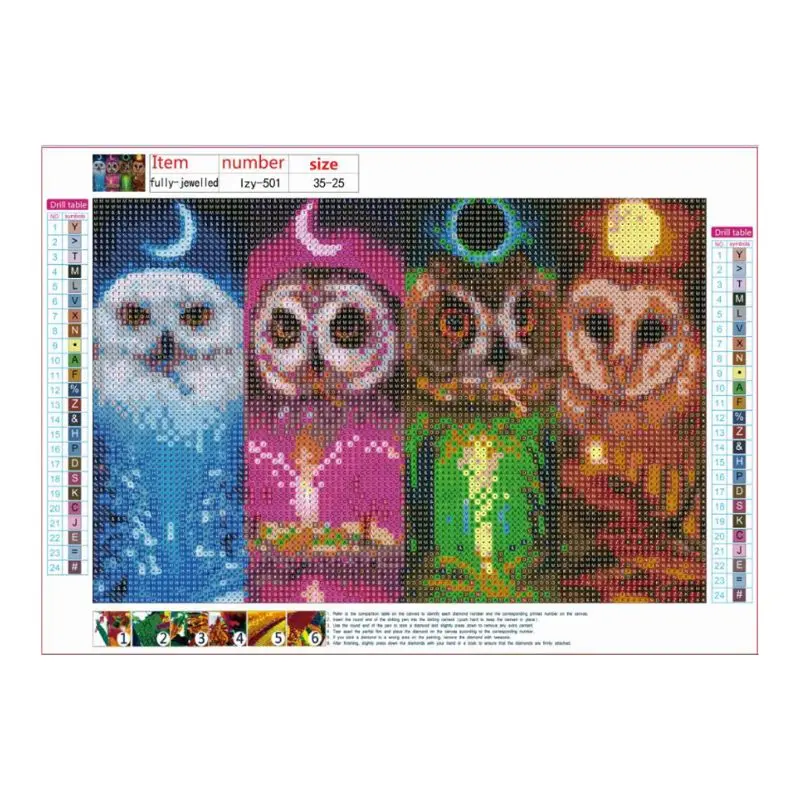 

Four season trees and owls 5D Round Shaped Diamond Painting Embroidery Needlework Rhinestone Crystal Cross Craft Stitch Kit