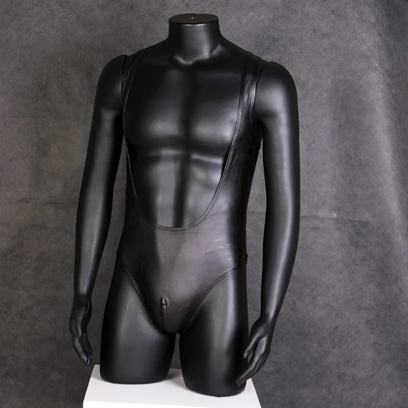 

Men Sexy 2021 New imitation leather Chest naked Bodysuits Hot Nightclub Gay Dance Show erotic Pantyhose