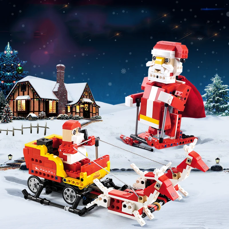 

439pcs Intelligent Sound Light Induction Snowmobile Model Building Blocks For Children Christmas Toys Bricks Gifts