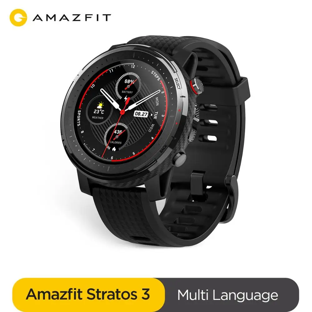 US $219.99 Amazfit Stratos 3 Smartwatch GPS 5ATM Music Heart Rate Dual Core Internal Storage For Android For IOS Bluetooth Man Watch