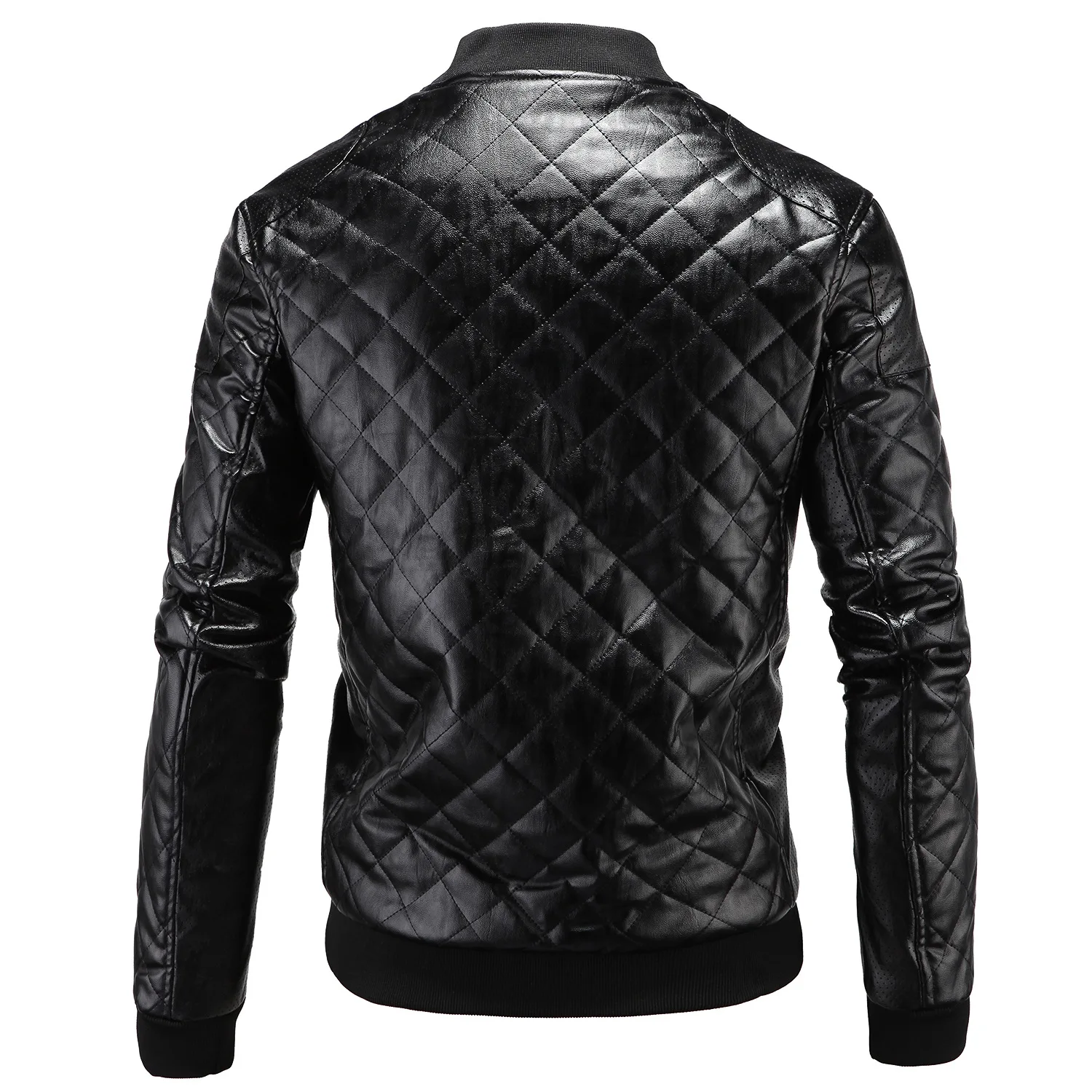 Plaid Men Faux Leather Jacket Pattern Mens Jackets and Coats Stand