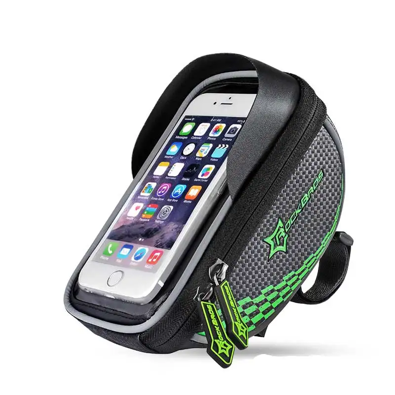 Green Bicycle Bag ROCKBROS 5," велосипедная сумка, велосипедная Рама, трубчатая сумка, водонепроницаемый чехол для телефона с сенсорным экраном, отражающий с тенью, перегородка, 5 цветов - Цвет: Green Bicycle Bag