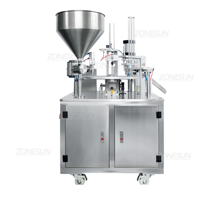 ZONESUN ZS-FS100 Automatic Jelly Yogurt Ice Filling machine Cream Juice Sugar Honey Rotary Cup Sealing Machine 10-300ml