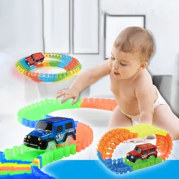 

Child Toy Car LED Light Up Jeep Cars Glow in the Dark Racing Track Accessories for Boys Girls FJ88