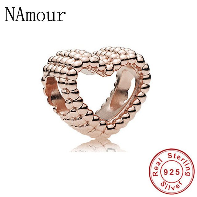 Original Kangaroo freehand heart key lock Bead fit Pandora charms silver 925 Bracelet for women fashion jewelry rose gold