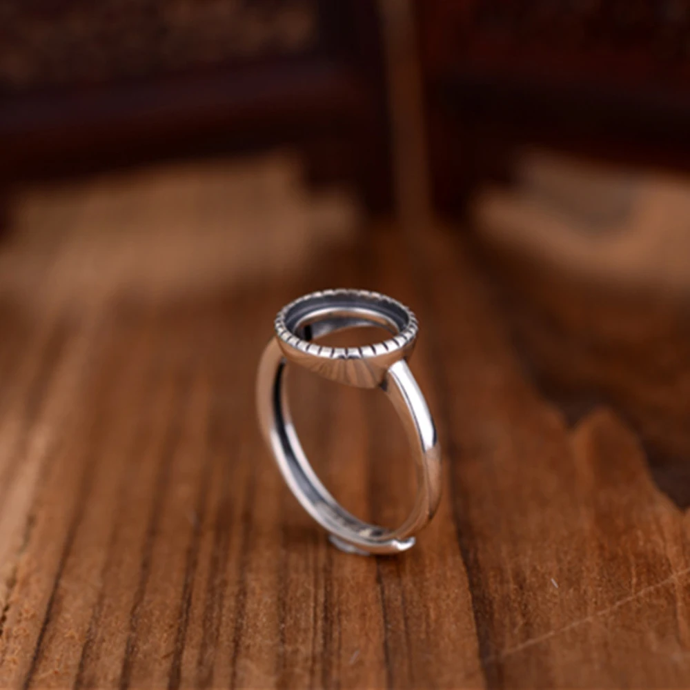 Joanlyn Ring Blank (10x10mm Round Blank) Adjustable Thai Sterling Silver Base Cabochon Setting R687B | Украшения и аксессуары