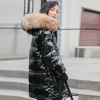 

Winter Jacket Women Long Parka Thick Duck Down Jacket 2019 New Brand Large Natural Raccoon Fur Collar Hooded Winter Coat Women