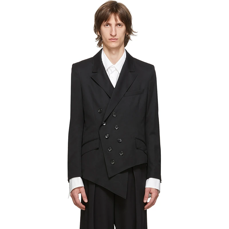 

Men's new suit Men's new suit Urban youth fashion Double breasted design Men's suit Irregular asymmetric dark suit