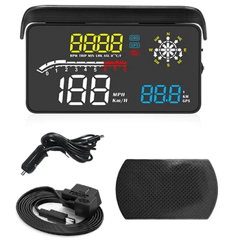 

Multi-function D1 5V~18Vdc Car HUD Overspeed Warning System Projector Smart Navigation OBD2 GPS Head Up Display