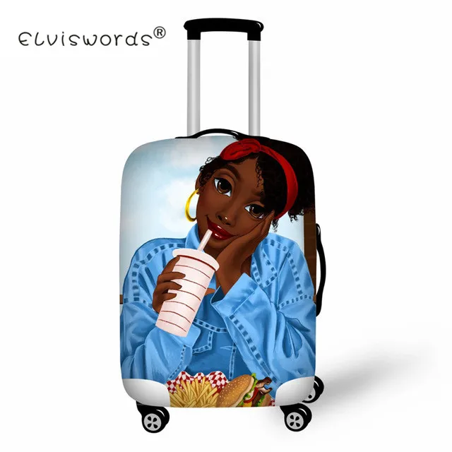 ELVISWORDS Black Girl Magic Afro Lady дорожный защитный чехол на чемодан для 18-30 дюймов аксессуары для путешествий Чехол - Цвет: Z5202