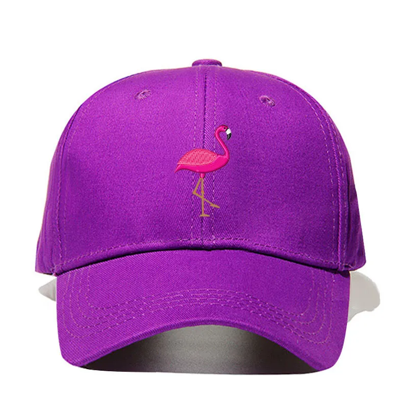 Новинка года; дизайнерская шапочка из хлопка с вышивкой Фламинго; модная шапка для папы; сезон весна-осень; шапка для гольфа; женская шапка; Прямая поставка - Цвет: purple