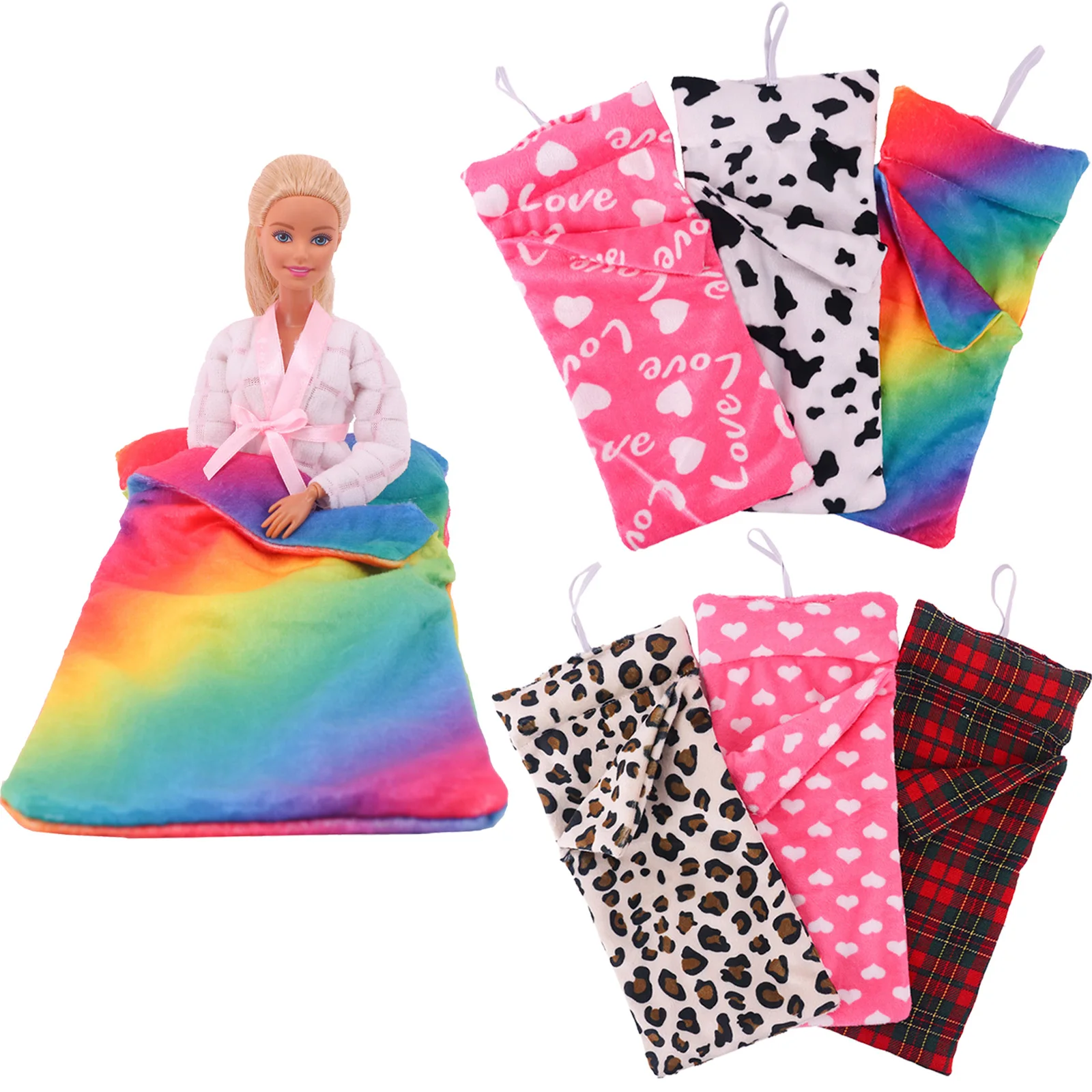Barbies sleeping bag cute plush accessories doll pajamas Christmas toy accessories suitable for Barbies & 1/6 BJD Blythe dolls