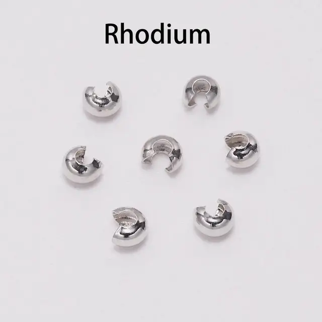 50-100pcs/lot Copper Round Covers Crimp End Beads Dia 3 4 5 mm Stopper Spacer Beads For DIY Jewelry Making Findings Supplies Rhodium 100Pcs