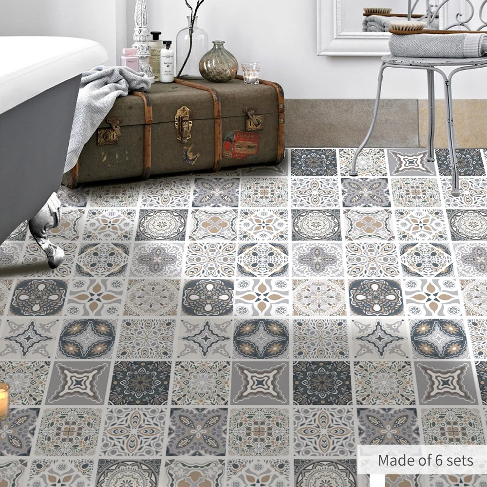 Funlife Moroccan Adhesive Floor Tiles Sticker Waterproof Bathroom