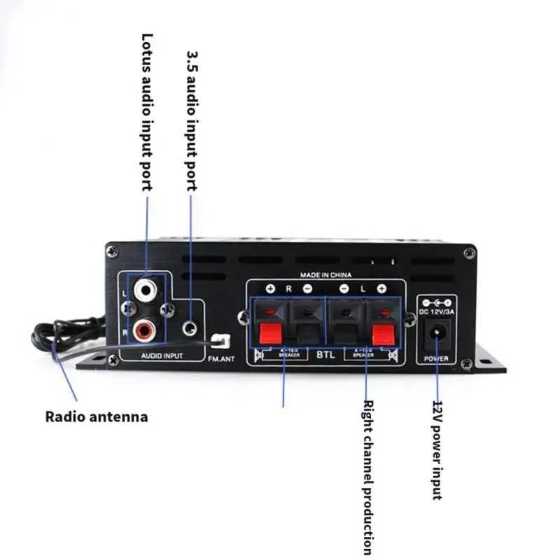 Ak380 800W 12V Power Amplifier bluetooth-compatible 5.0 Stereo Home Car BASS Audio Amp Music Player bluetooth Car Speaker Class tube amp