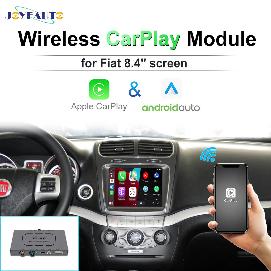 Joyeauto Wireless Apple Carplay Per Fiat 500 500X Grande Punto Panda 8.4 ''Mirroring Link Android Auto Airplay Camera Di Riserva