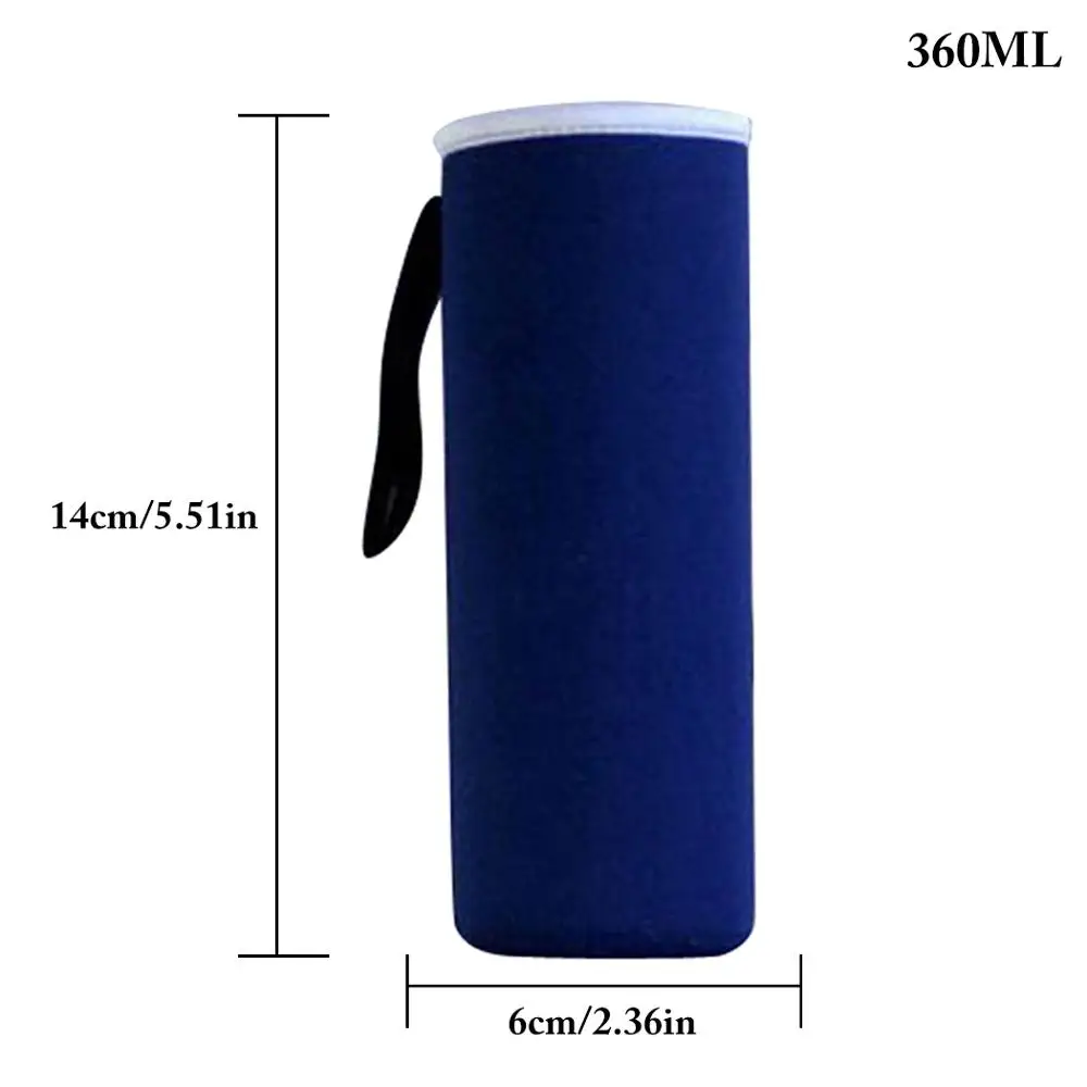 Blue 360ml Спортивная крышка для бутылки воды, Неопреновая изоляционная втулка, сумка, чехол для 550 мл, портативный набор вакуумных чашек, спортивные аксессуары для кемпинга - Цвет: Blue 360ml