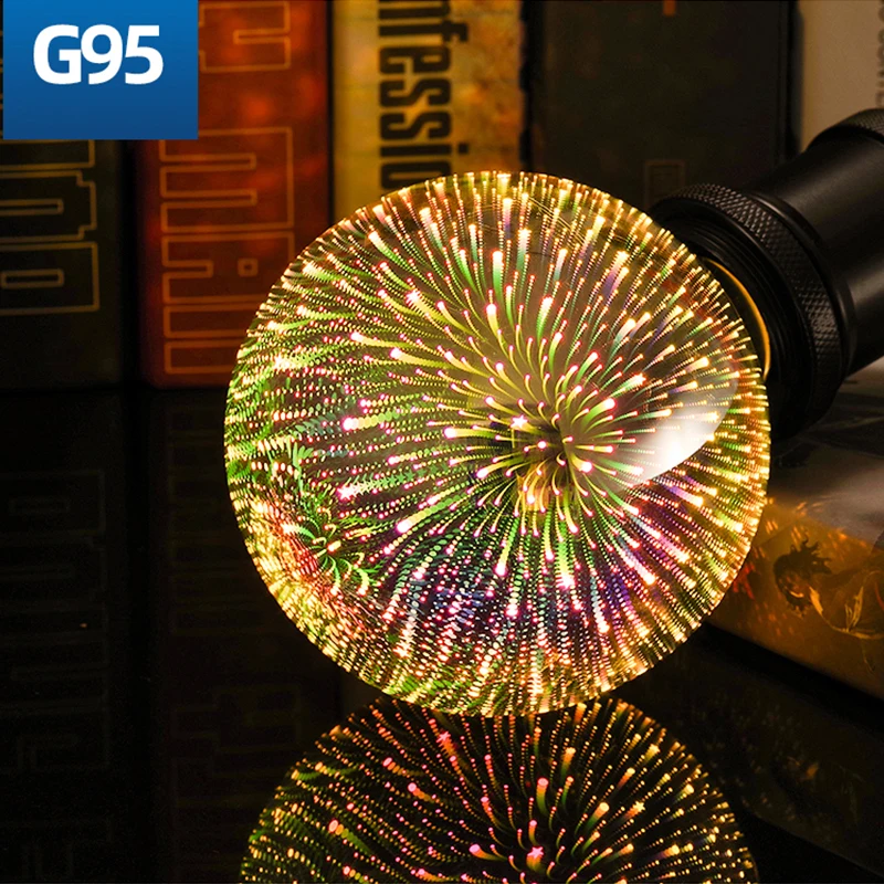 LUCKYLED светодиодный лампы E27 A60 ST64 G80 G95 G125 3D украшения лампы AC 90-265V Ретро светильник лампа праздничный светильник s, стилизованные под языки пламени Новинка - Испускаемый цвет: G95