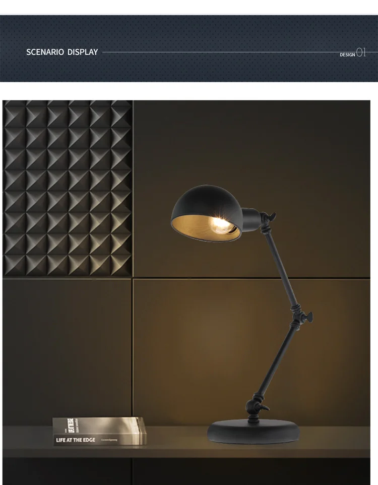 Американский кантри Лофт промышленный стиль прикроватная тумбочка для спальни металлический кабинет чтение глаз защитный кейс рука светодиодный настольная лампа в стиле ретро