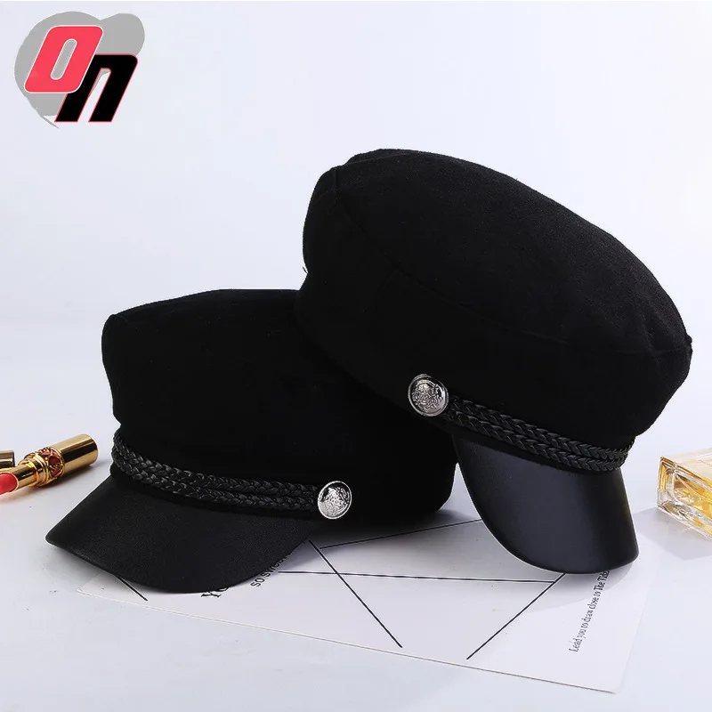 

Autumn And Winter New Style Online Celebrity Beret Children Casual Versatile Navy Cap England Retro Flat Roof Brim Hat Fashion