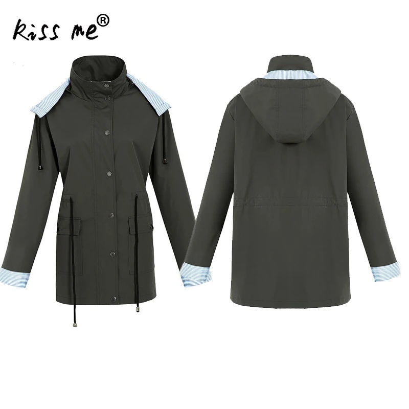 Mid Long Women Trench Coat Windproof Spring Camping Outdoor Sport Coat With Siamese Cap Hooded Women Water Proof Hiking Jacket