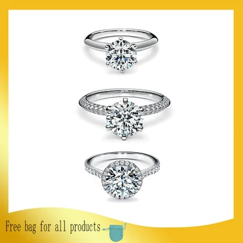 

1: 1 Original Model S925 Sterling Silver Rings Classic Fashion Zircon Rings Ladies LOGO Jewelry Birthday Gift
