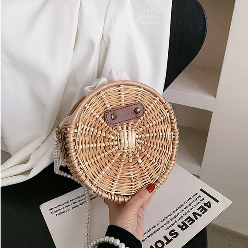 2022 New Women Summer Straw Brand Luxury Beach Designer Handbag Bamboo Rattan Bag Small Crossbody Shoulder Bags with Bolsas