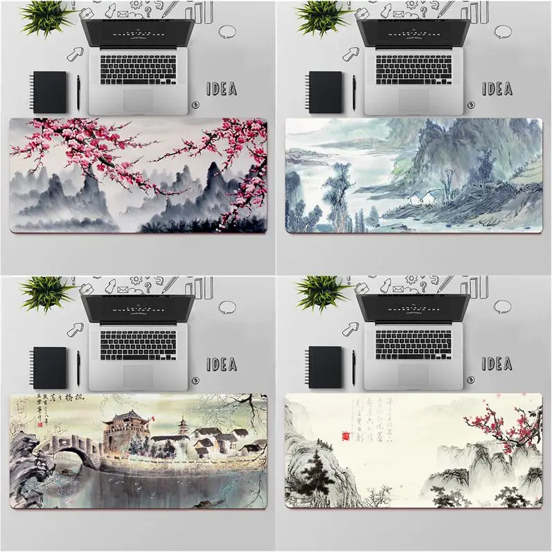 YNDFCNB High Quality Chinese Landscape Painting Beautiful Anime Mouse Mat Free Shipping Large Pad Keyboards | Компьютеры и офис