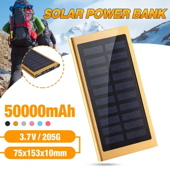 

Hot Solar Power Bank 50000mah External Battery 2 USB LED Powerbank Portable Mobile phone Solar Charger for Xiaomi huawei Vivo