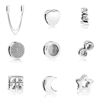 

s925 plata esterlina atemporal brillante Clip encantos, Ajuste Original 3mm pulsera Reflexions haciendo joyería de moda DIY