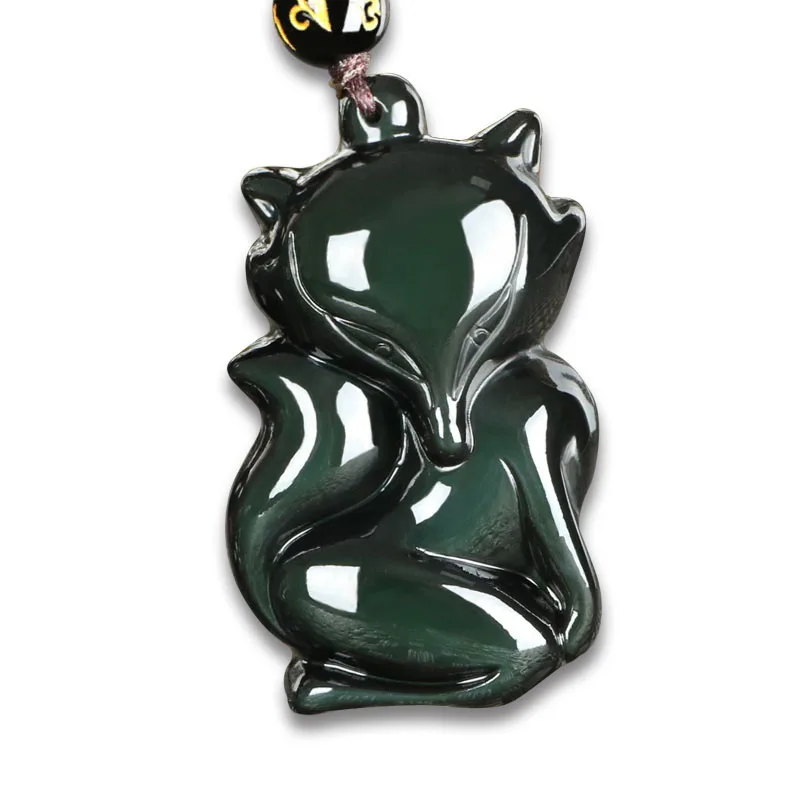 

Подвеска из натурального обсидиана ювелирные изделия, Изящные Ювелирные изделия из обсидиана, ожерелье с подвеской в виде цветной лисы и нефрита