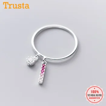 

Trustdavis Genuine 925 Sterling Silver Fashion Stick Round CZ Finger Ring For Women Wedding Party Fine S925 Jewelry Gift DA1546