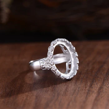 

Adjustable 13x18mm Oval Ring Blank Sterling Silver Ring Base Long-Lasting White Gold Plated 925 Silver Ring Setting R824B