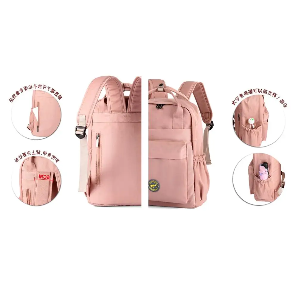 New Multifunction Women Backpack Waterproof Polyester Bag Solid Color Laptop Backpacks Schoolbag For Teenager Girls Boys Travel