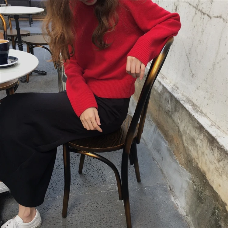 Новинка осень зима женские свитера пуловер корейский стиль модные повседневные однотонные офисные женские красные Топы SW7077