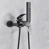 Matte Black Bathroom Bathtub Faucet Waterfall Faucet With Hand Shower Hot and Cold Water Mixer Taps Wall-mounted Bathtub Faucet 5