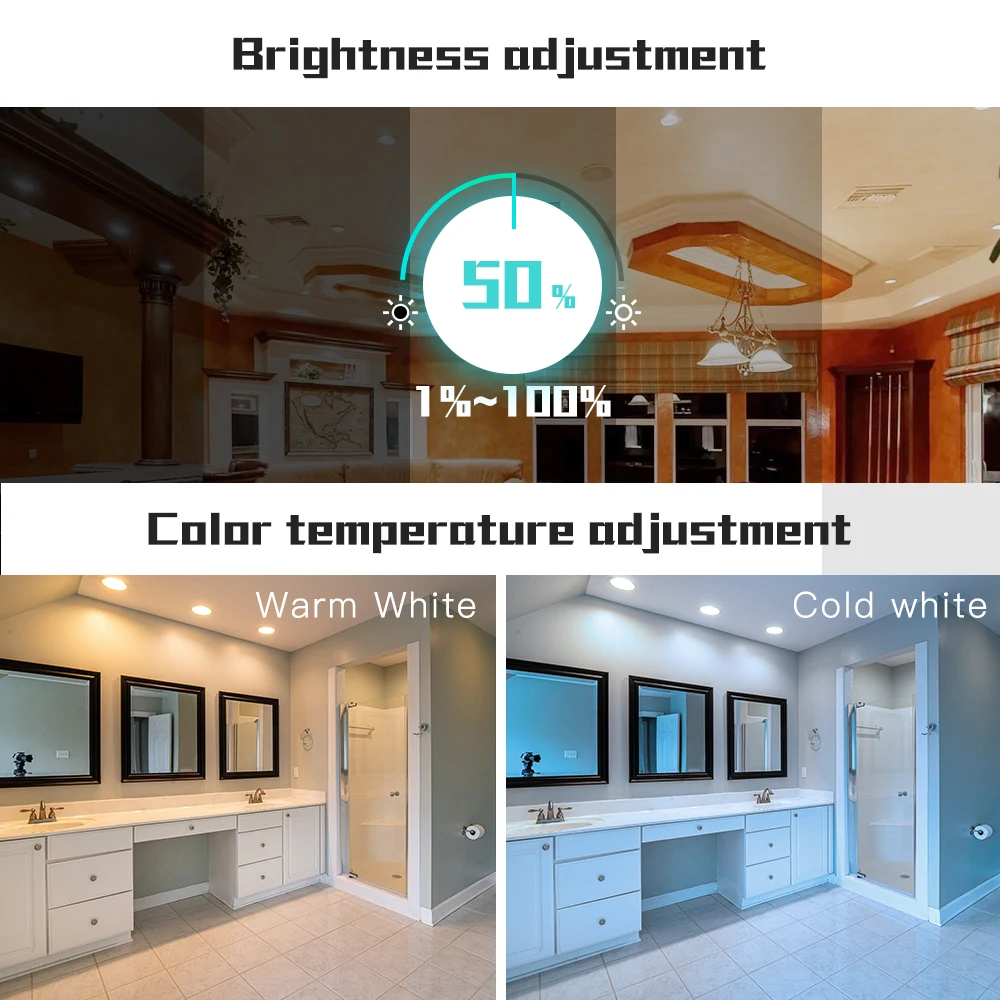 US $32.00 GLEDOPTO ZIGBEE Smart Home 6W9W12W LED Downlight Work With Alexa Echo Plus SmartThings Lights 27006500K Warm White Cold White