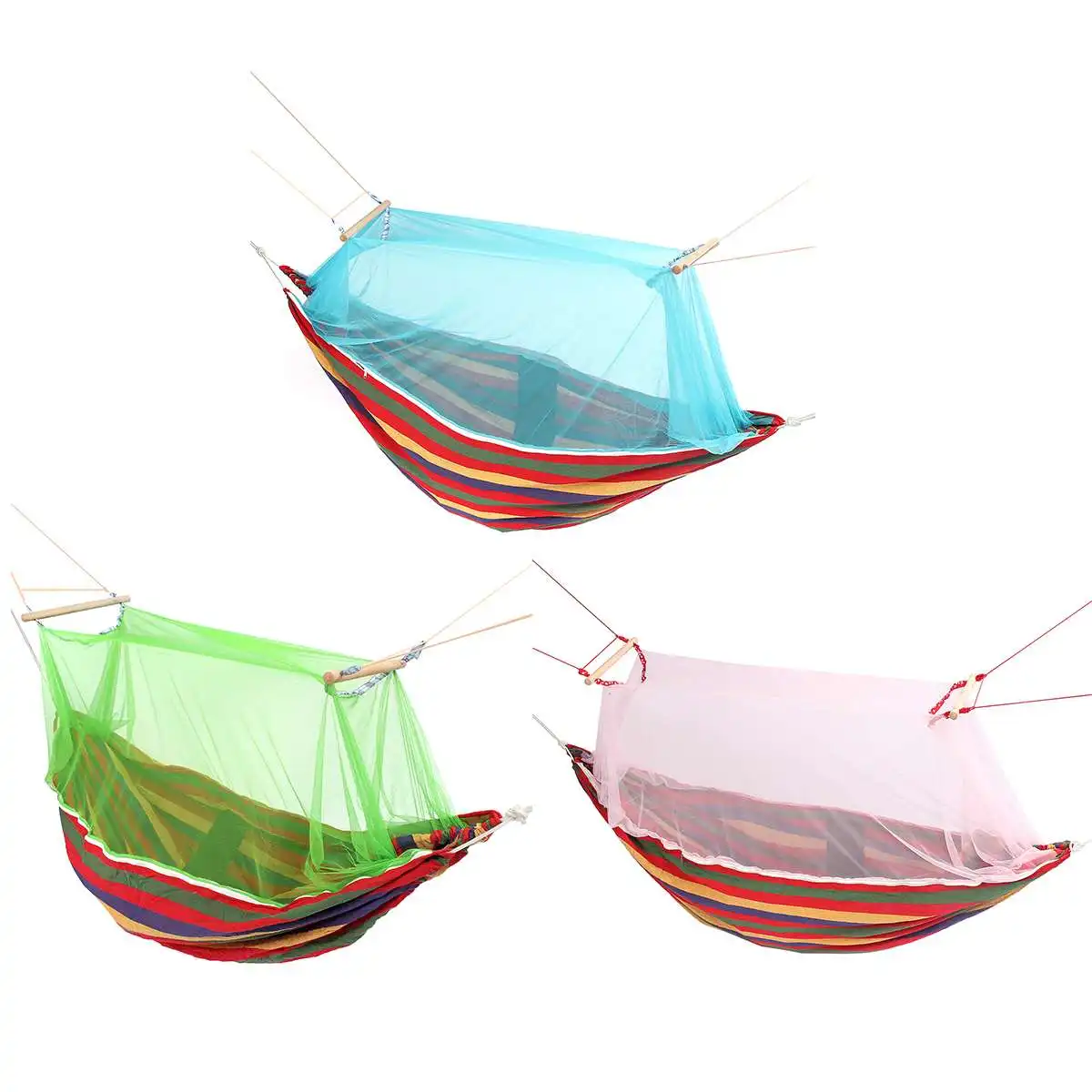 

3 Color Outdoor Mosquito Net Parachute Hammock Portable Camping Hanging Sleeping Bed High Strength Sleeping Swing 190x150cm