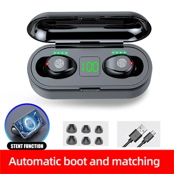 

F9 TWS bluetooth headphone 5.1 Touch Control Wireless Headset LED Power Display Earphone Gaming Auriculares with charging box