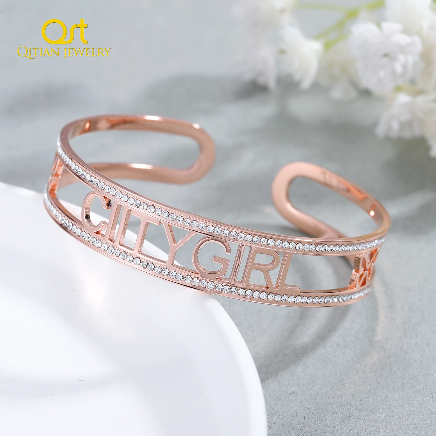 3UMeter Zircon Bracelets Custom Name Gold Color Love Cuff Bangles Personalized  Engraved Monogram Disc Bracelet Jewelry for Women - AliExpress