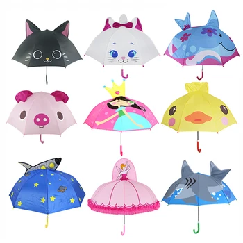 

Cartoon Kids Umbrella For Girls Boys Child Animation Creative Long-handled 3D Ear Modeling Children Umbrella