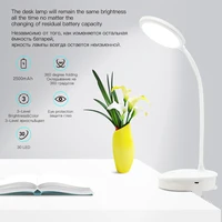 USB Rechargeable Led Clamp Desk Lamp Gooseneck Touch Dimming Clip On Reading Light 2