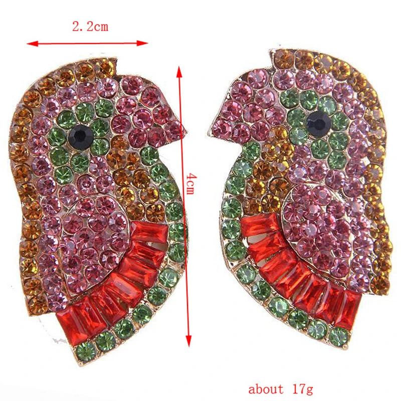 Spaloria модные большие стразы серьги в виде попугая милые висячие серьги-капли с кристаллами для женщин и девочек Роскошные ювелирные изделия Brincos